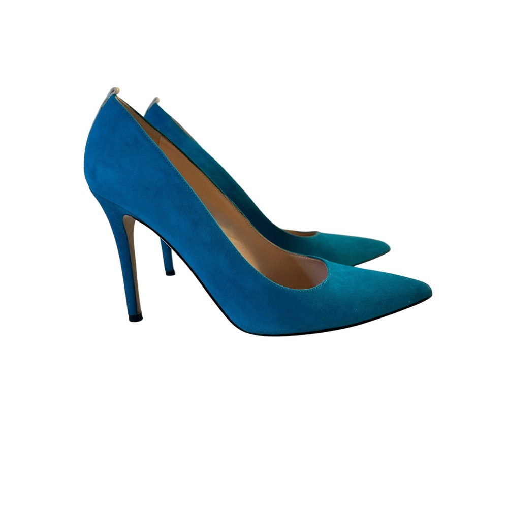 SJP Sarah Jessica Parker Fawn Pumps Size 37.5 Teal Turquoise Suede Stiletto